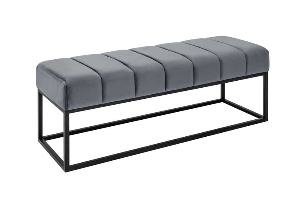 Design Sitzbank BELLE ca.110cm grau Samt Interieur-Tipp Schuhbank