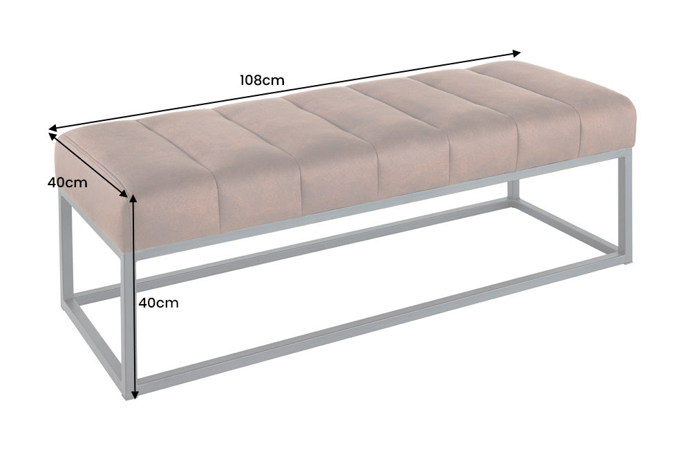 Design Sitzbank BELLE ca.110cm vintage braun Mikrofaser Interieur