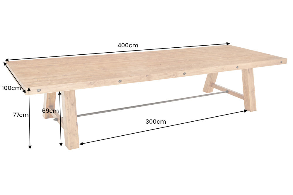 Massiver Esstisch DOMAINE 400cm natur recyceltes Pinienholz