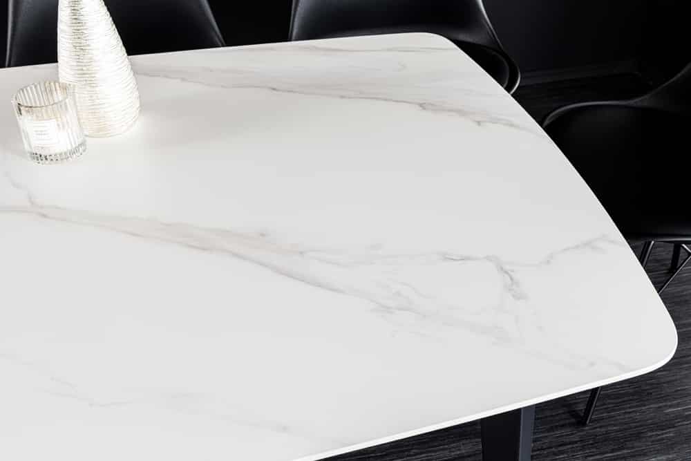 Eleganter Esstisch VENEZIA 160cm weiss-schwarz Marmor-Optik Keramik