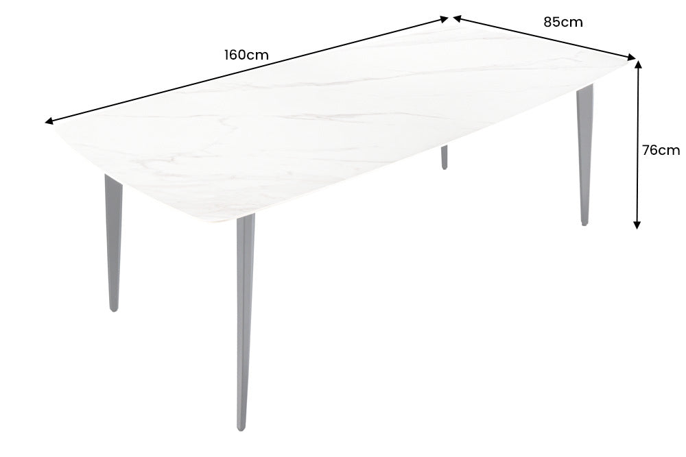 Eleganter Esstisch VENEZIA 160cm weiss-schwarz Marmor-Optik Keramik