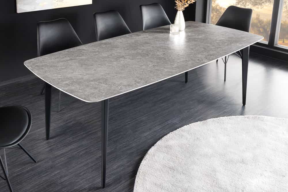 Eleganter Esstisch VENEZIA 180cm grau marmoriert Design Keramik