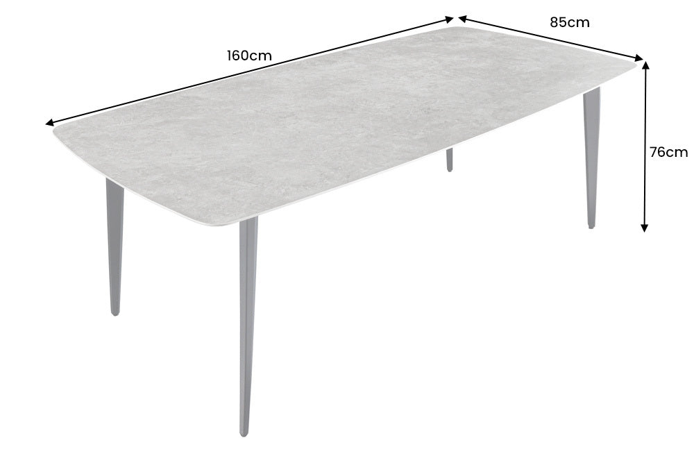 Eleganter Esstisch VENEZIA 160cm grau marmoriert Design Keramik