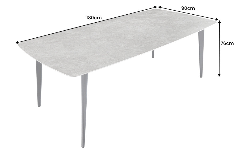 Eleganter Esstisch VENEZIA 180cm grau marmoriert Design Keramik