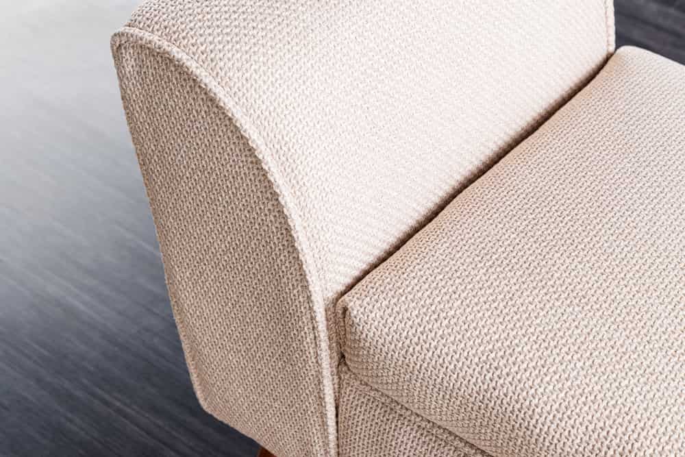 Elegante Sitzbank CAROLIN 90cm beige Strukturstoff Armlehnen