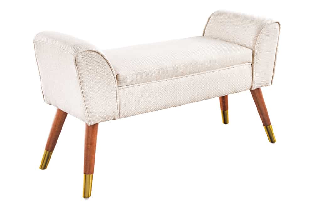 Elegante Sitzbank CAROLIN 90cm beige Strukturstoff Armlehnen