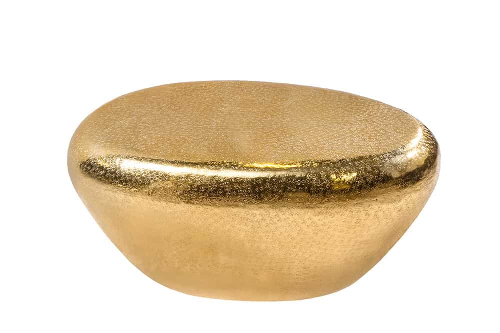 Design Couchtisch MARTELLO 75cm gold Metall Hammerschlag