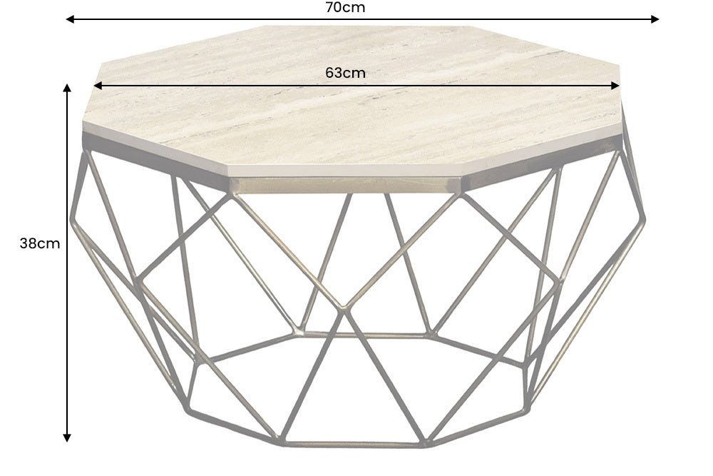 Exklusiver Couchtisch BIJOUX ca.70cm beige Travertin Handarbeit