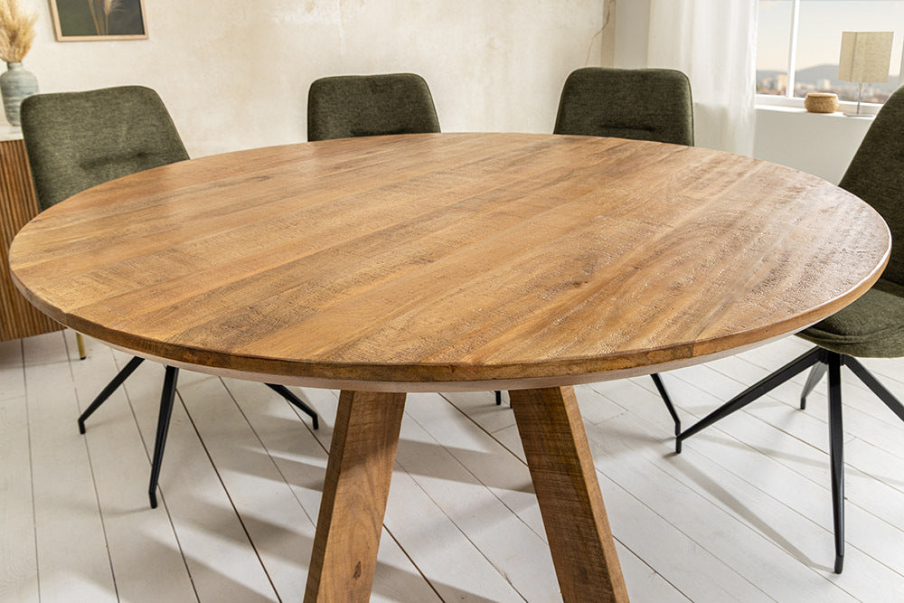 Runder Massivholz Esstisch GALAXY 140cm rund Mangoholz braun