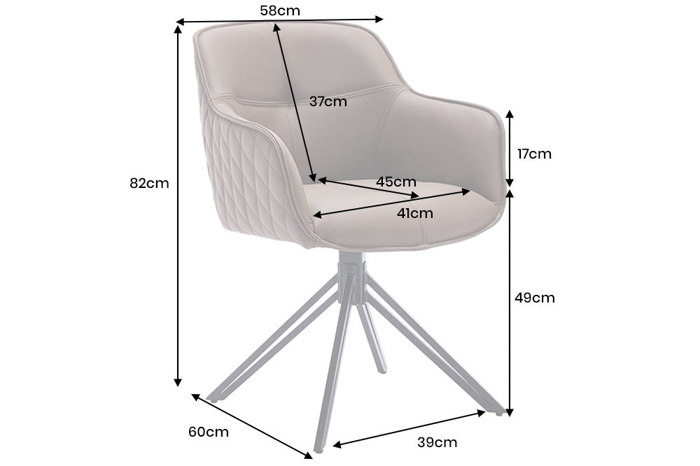 Eleganter Drehstuhl HORA Echtleder schwarz Metallgestell Armlehne