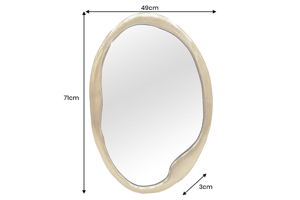 Abstrakter Design Wandspiegel BARATO 70cm gold Metall oval
