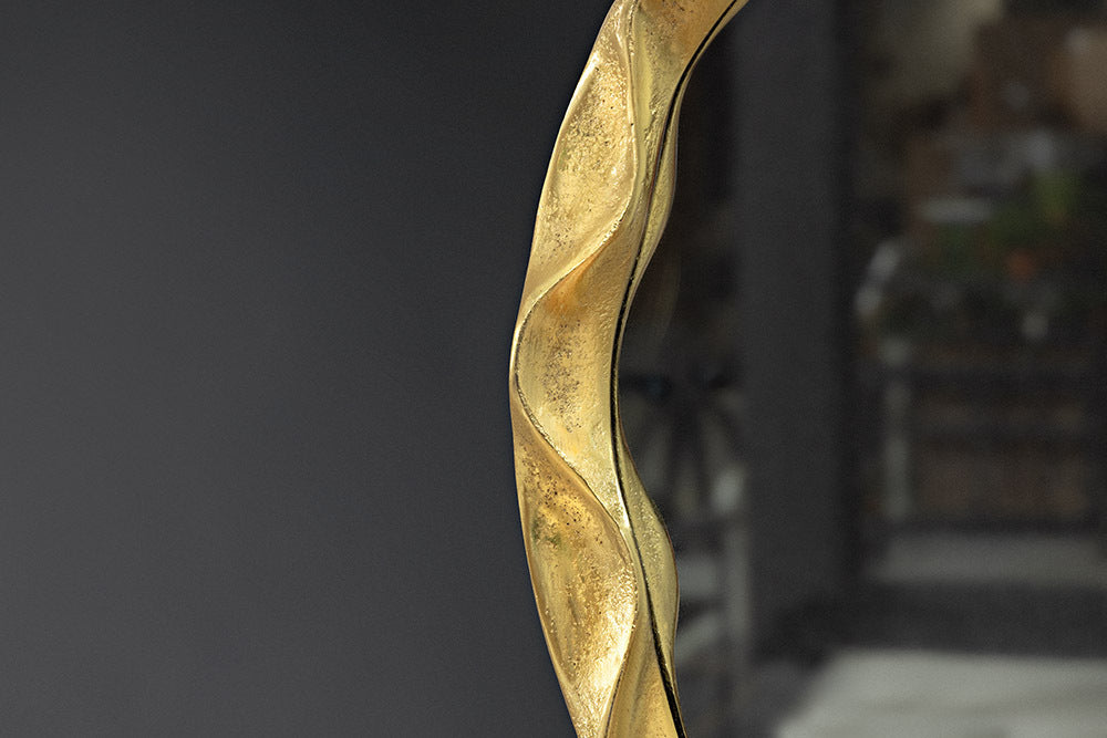 Design Wandspiegel BARATO 55cm rund gold Metall Handarbeit