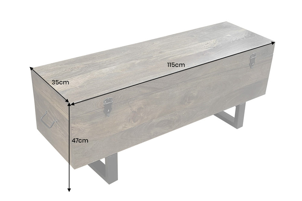 Industrial Couchtisch FABRICA 115cm braun Mangoholz Truhe