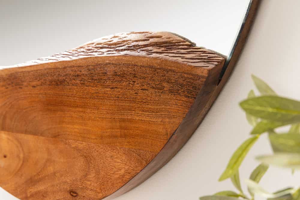 Massivholz Spiegel ROTTERDAM rund 105cm braun Akazie Wandspiegel