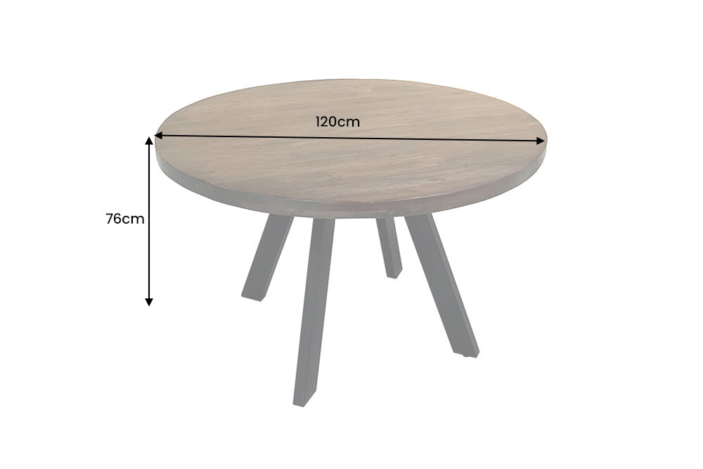 Runder Massivholz Esstisch ARTE 120cm taupe Mangoholz Esszimmerl