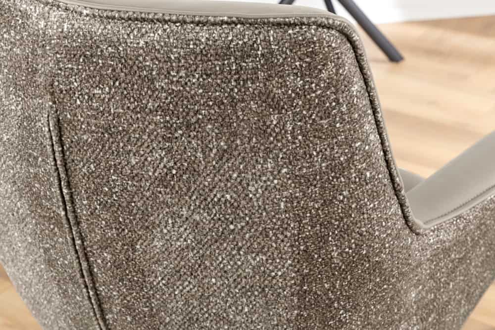 Drehbarer Echtleder Stuhl GEORGE taupe mit Armlehne Strukturstoff