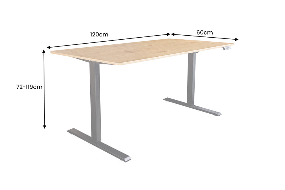 Höhenverstellbarer Schreibtisch KANTOR 120cm Eiche Metall