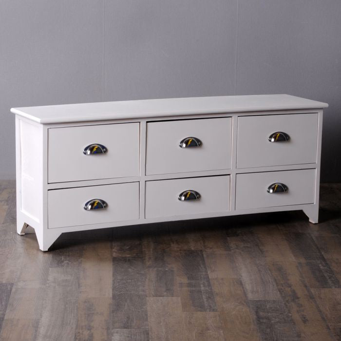 Kommode Weiß Hochglanz Lowboard REBECCA ca. L106cm