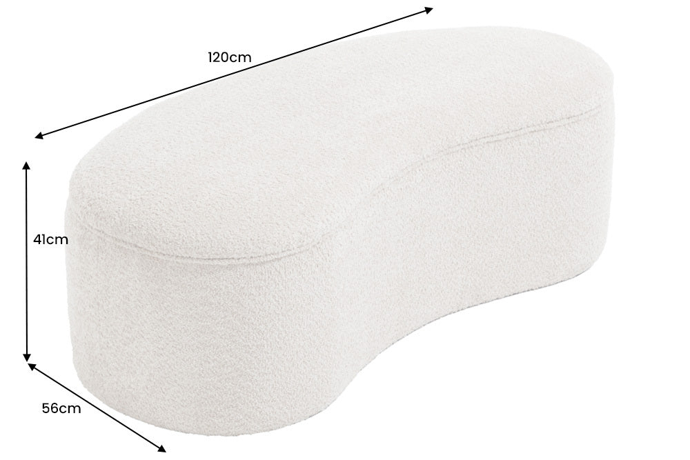 Design Polsterbank ARCO 120cm champagner beige Bouclé Sitzbank