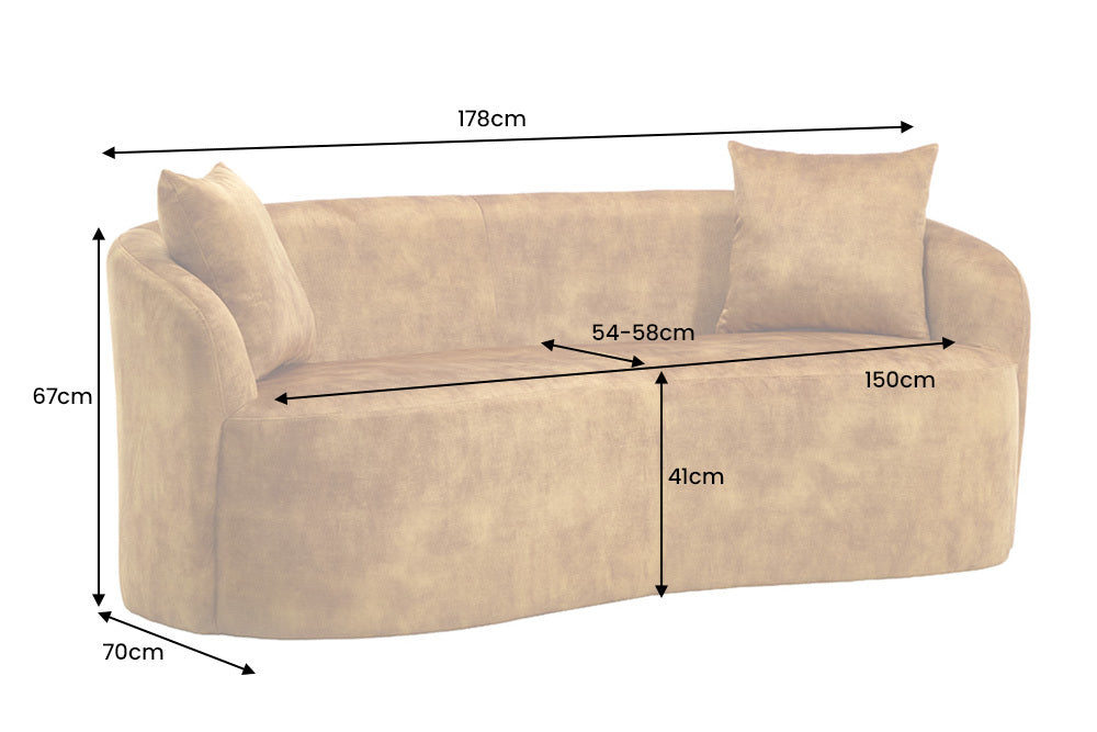Design Sofa ARCO senfgelb 2-Sitzer Couch Samt 180 cm Federkern