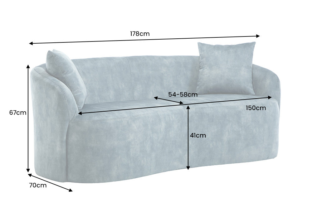 Design Sofa ARCO petrol 2-Sitzer Couch Samt 180 cm Federkern