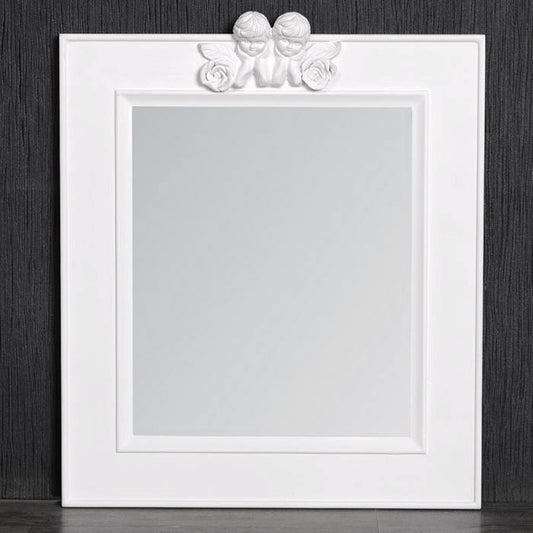 Spiegel ANGELO mit Engel-Ornament weiss 48x40cm Holzrahmen