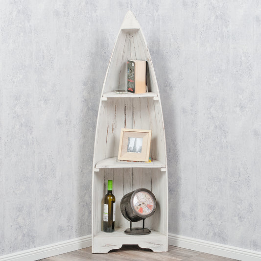 Massivholz Bootsregal / Bücherregal BALI ca.150cm Antique White