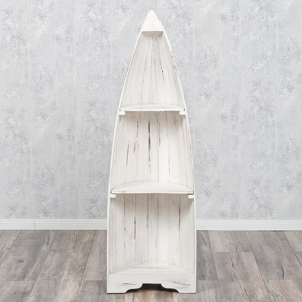 Massivholz Bootsregal / Bücherregal BALI ca.150cm Antique White