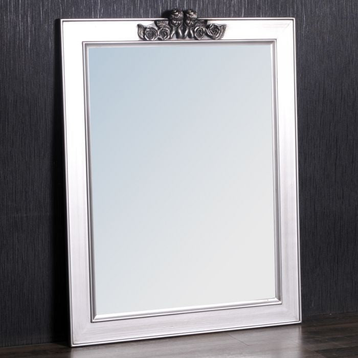 Spiegel ANGELO mit Engel-Ornament silber-antik 78x60cm