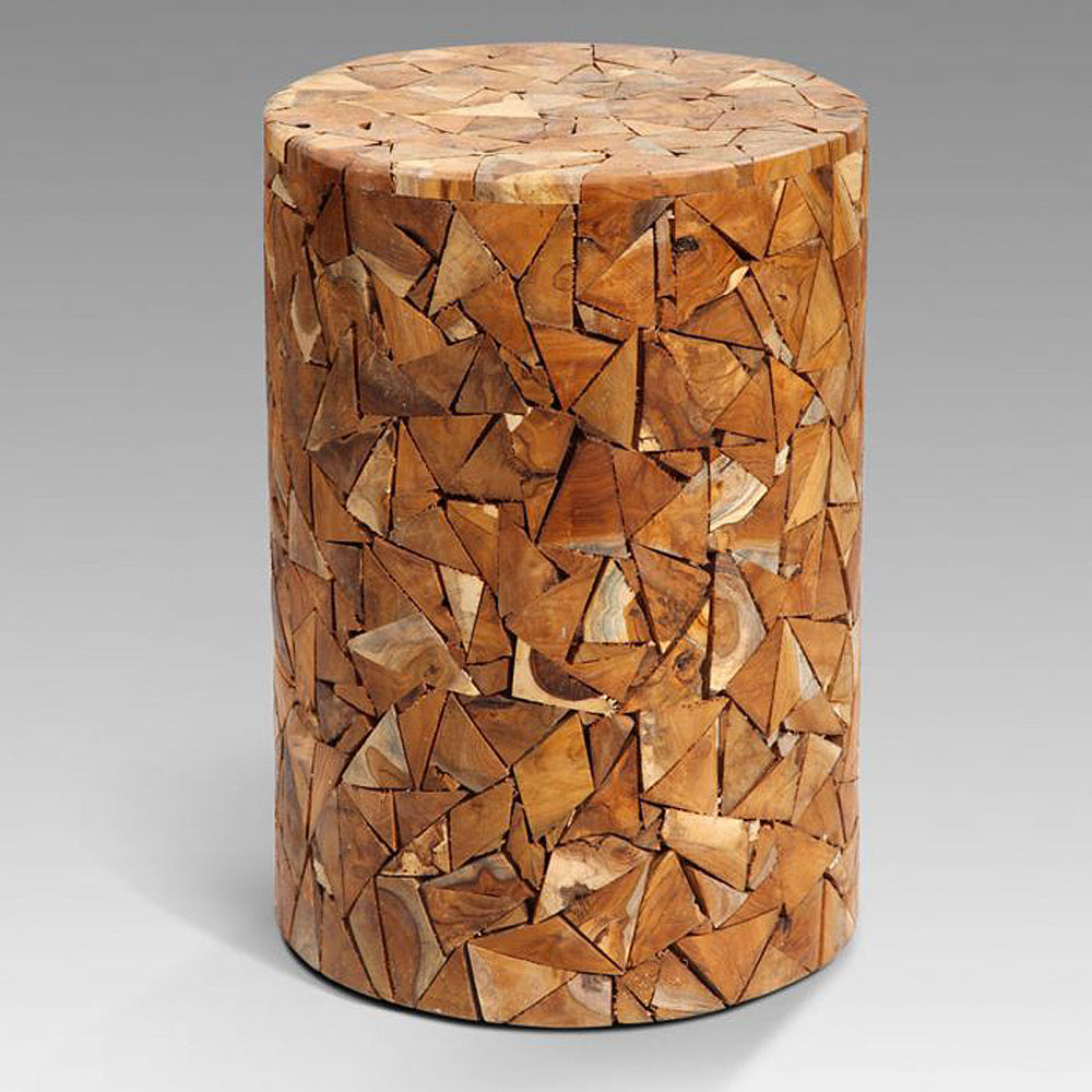 Holzhocker TEAK Holz Recycelt Rund – LebensWohnArt