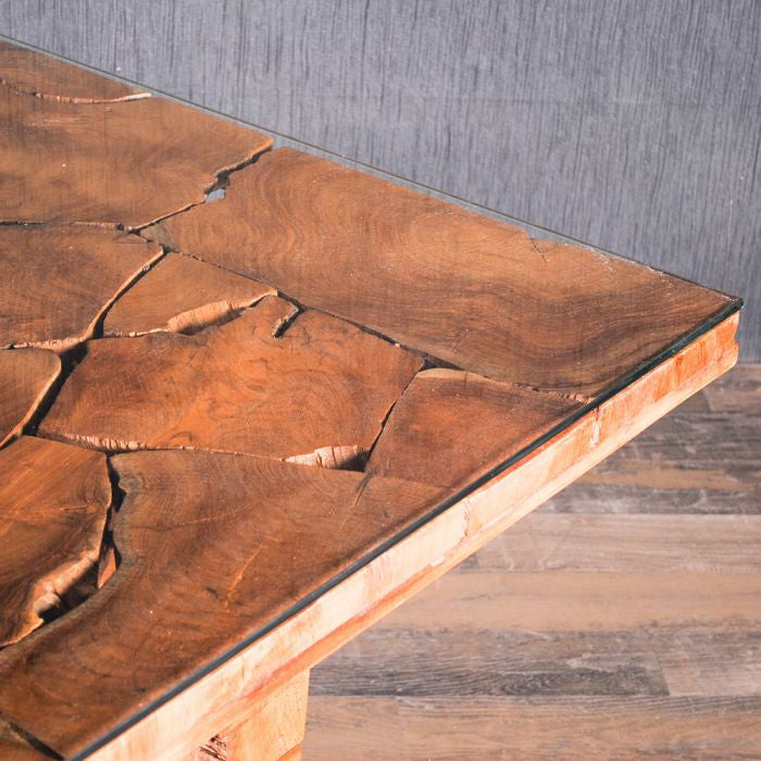 Teak Couchtisch SQUARE ca.80x80cm inkl. Glasplatte
