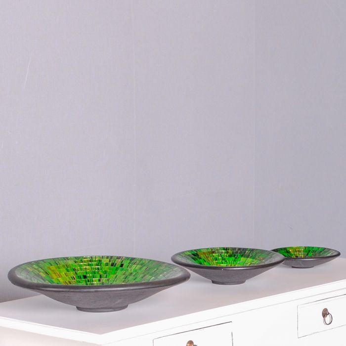 Deko-Schale UBUD-L rund mit Glas-Mosaiksteinen Ø ca. 36cm Grün