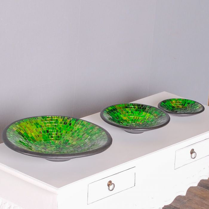 Deko-Schale UBUD-L rund mit Glas-Mosaiksteinen Ø ca. 36cm Grün