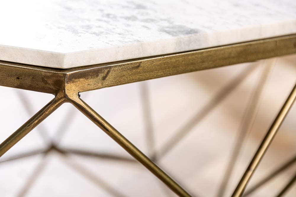 Exklusiver Couchtisch BIJOUX ca.70cm weiss Marmor