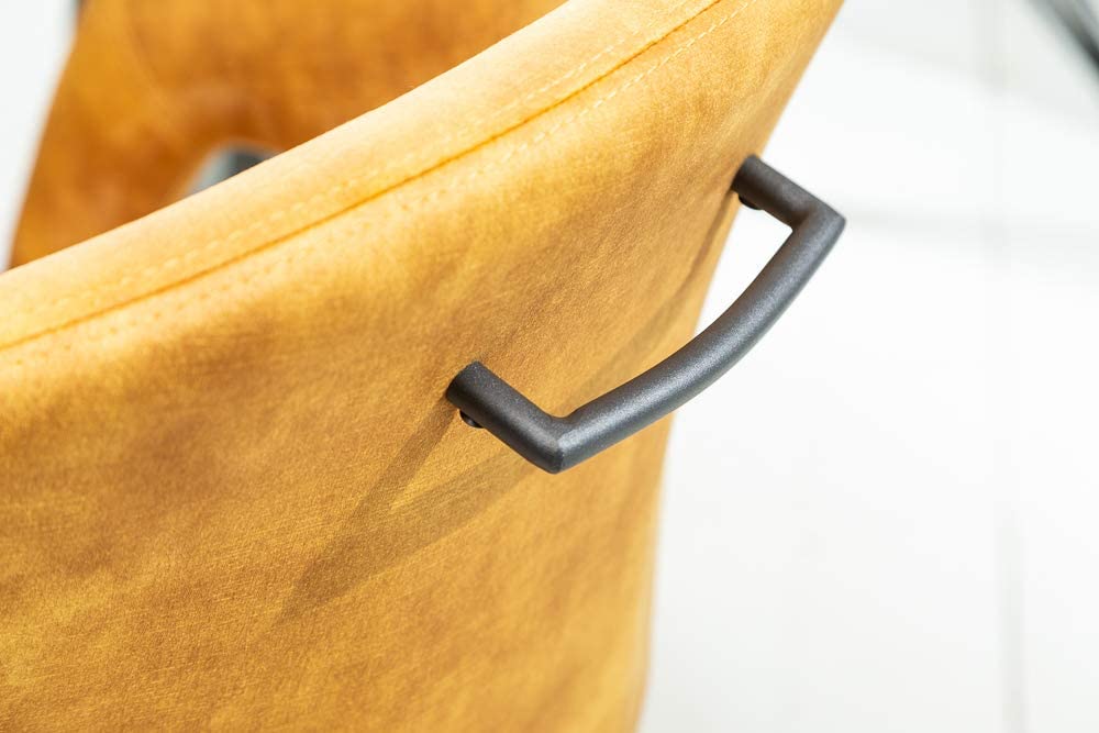 Eleganter Drehstuhl FREEDOM Samt senfgelb Retrostil Armlehnen