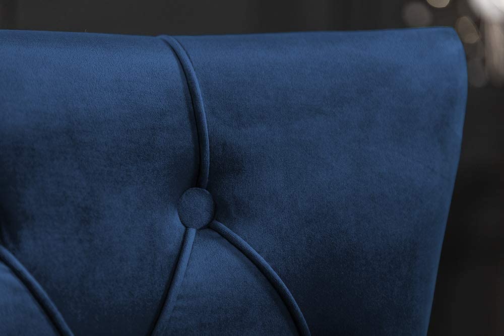 Edler Stuhl LEON Samt blau Löwenkopf Chesterfield