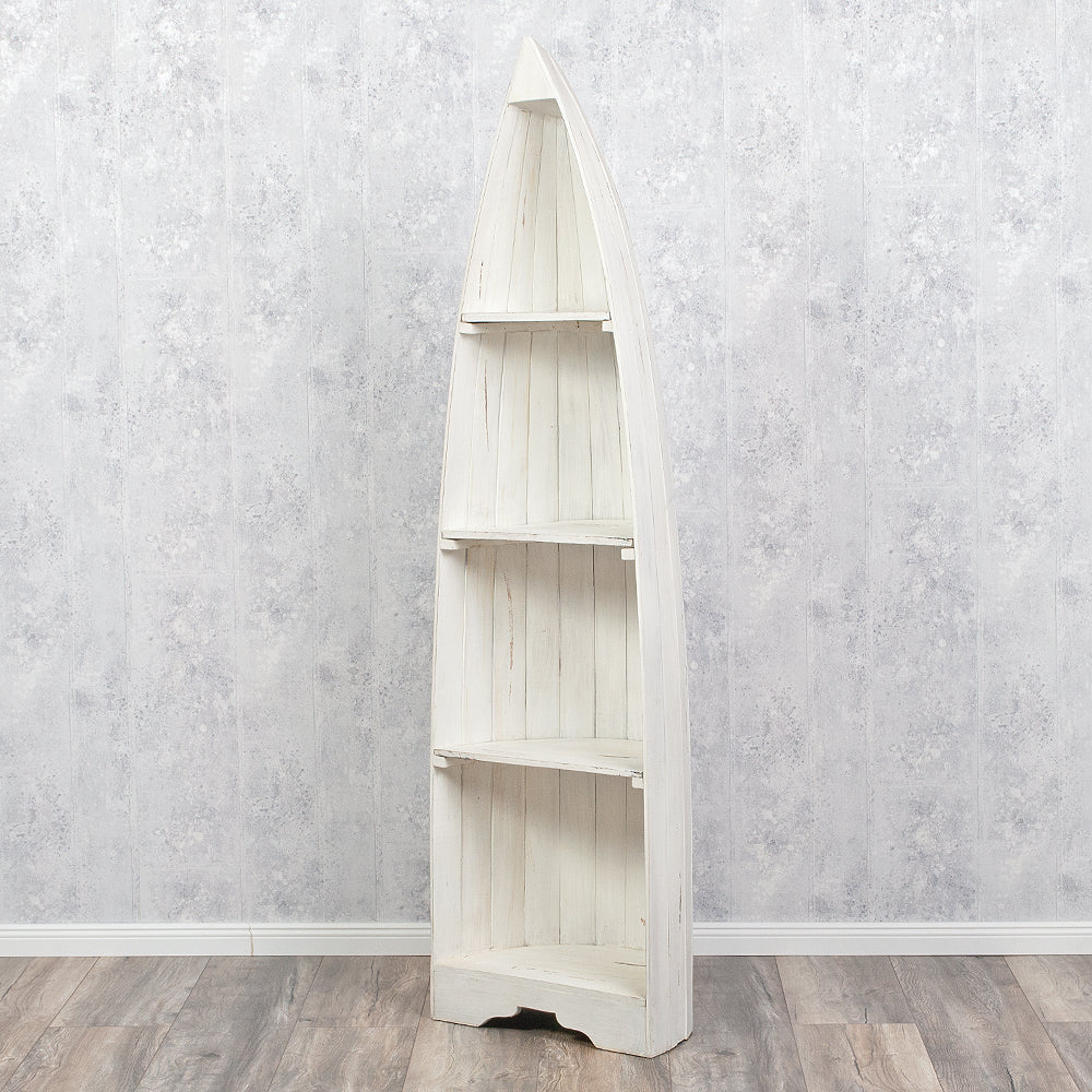 Massivholz Bootsregal / Bücherregal BALI ca. 200cm Antique White