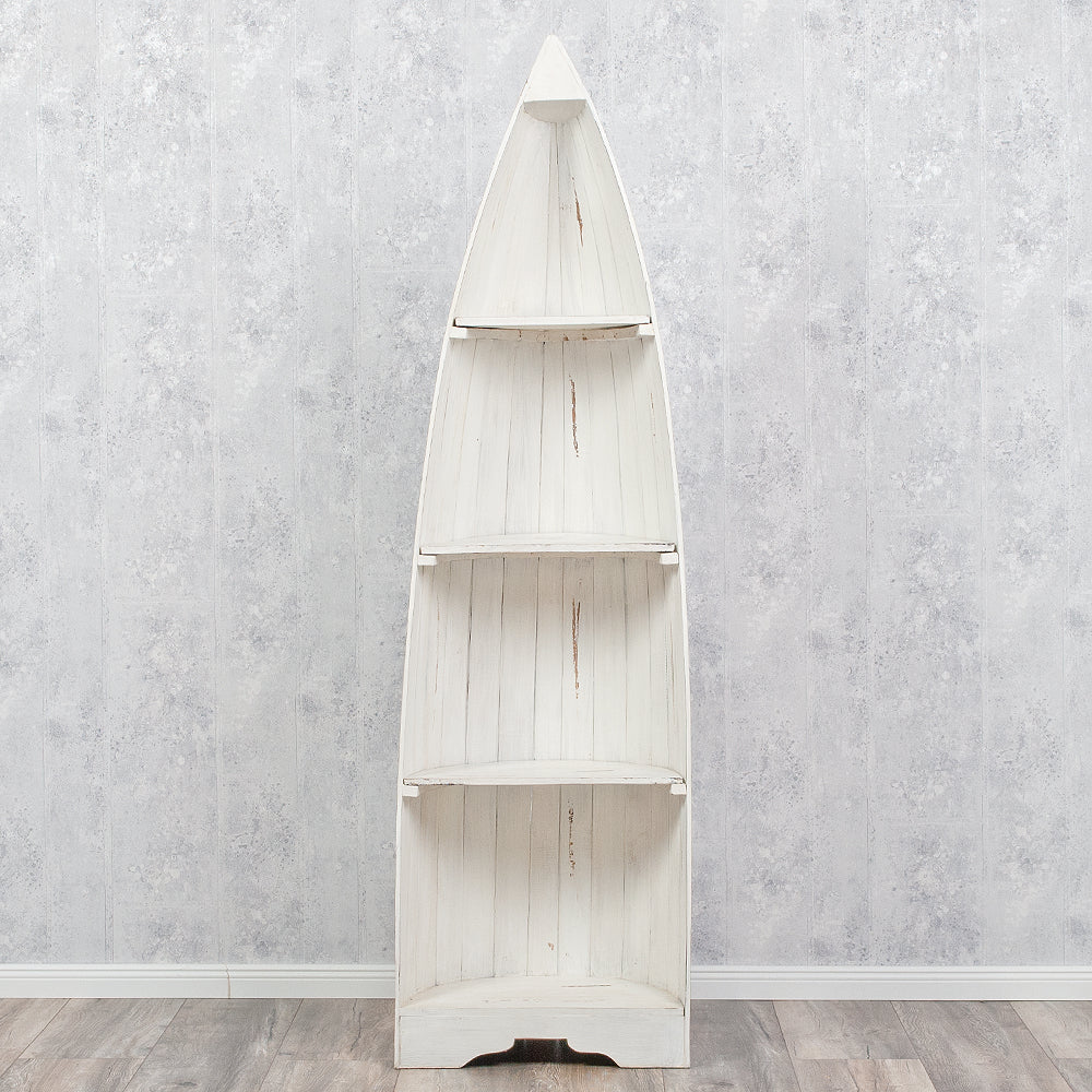 Massivholz Bootsregal / Bücherregal BALI ca. 200cm Antique White