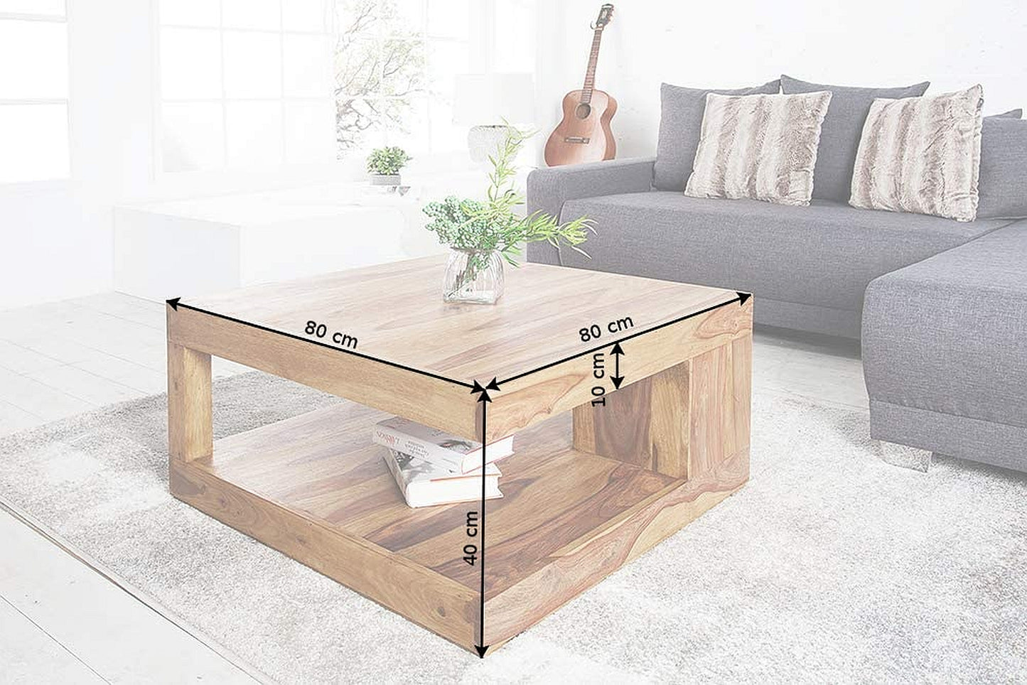 Puristischer Couchtisch SHIVA ca.80x80cm massiv Palisander