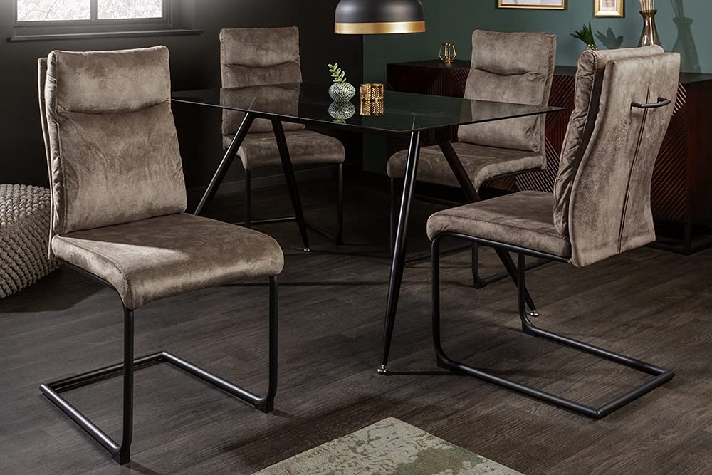 Eleganter Freischwinger Stuhl COMODO Samt taupe mit Griff