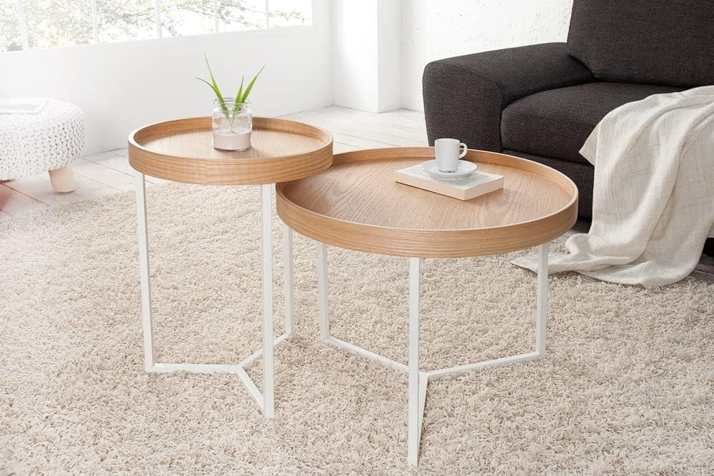 Moderner Couchtisch STACCA 60cm natur abnehmbares Tablett