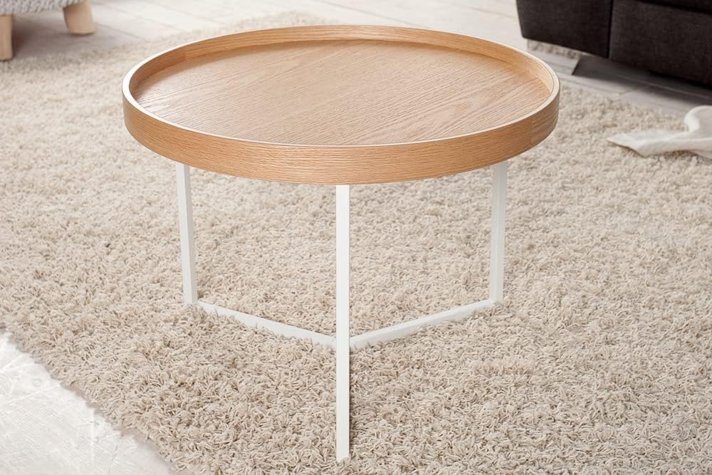 Moderner Couchtisch STACCA 60cm natur abnehmbares Tablett