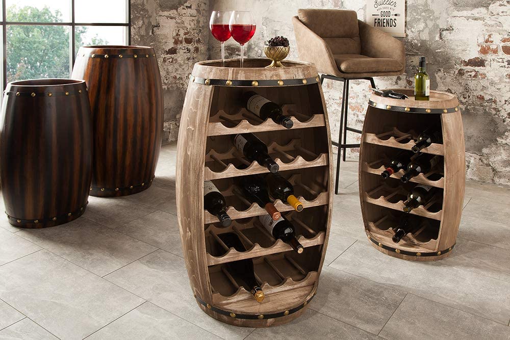 Originelles Flaschenregal BOTELLA 80cm natur Weinfass Pienienholz