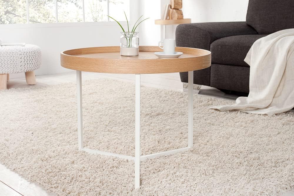 Moderner Couchtisch STACCA 60cm natur abnehmbares Tablett