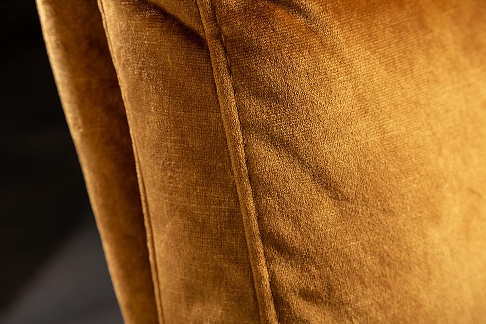 Eleganter Freischwinger Stuhl COMODO Samt senfgelb mit Griff