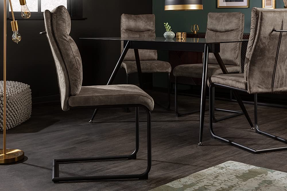 Eleganter Freischwinger Stuhl COMODO Samt taupe mit Griff