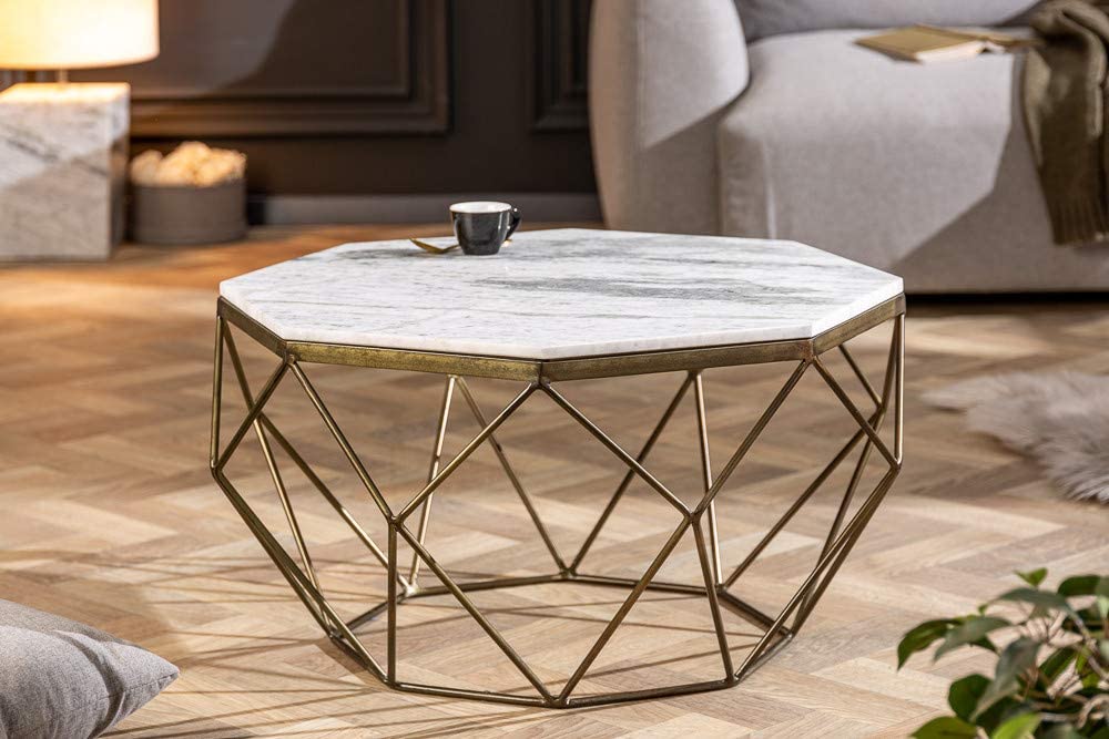 Exklusiver Couchtisch BIJOUX ca.70cm weiss Marmor
