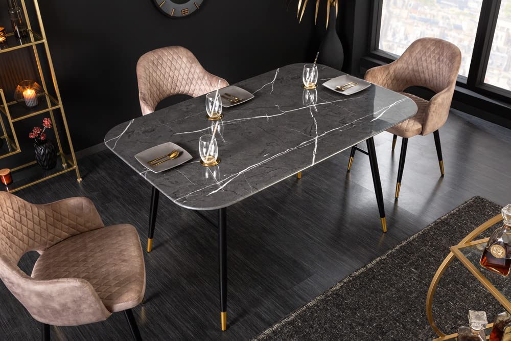 Eleganter Esstisch ROMA 140cm anthrazit Marmor-Optik