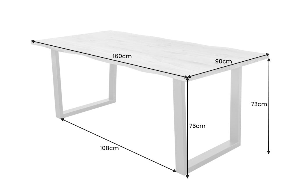 Baumkante Esstisch BRICO 160cm massive 35mm Wildeiche geölt