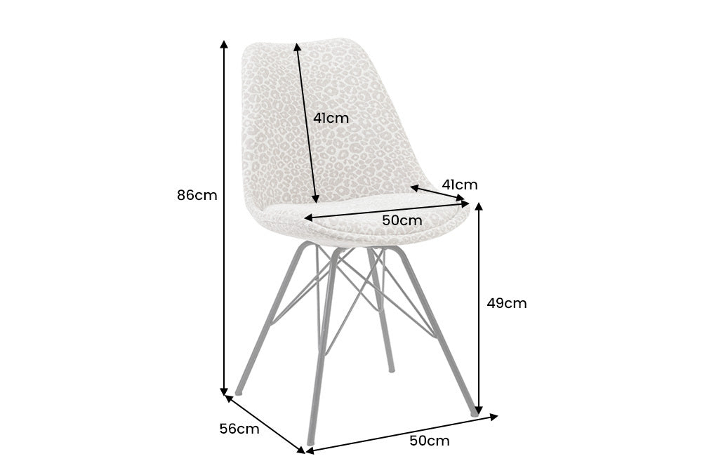 4er Set Design-Klassiker Stuhl NORWAY beige-grau Leopard-Muster